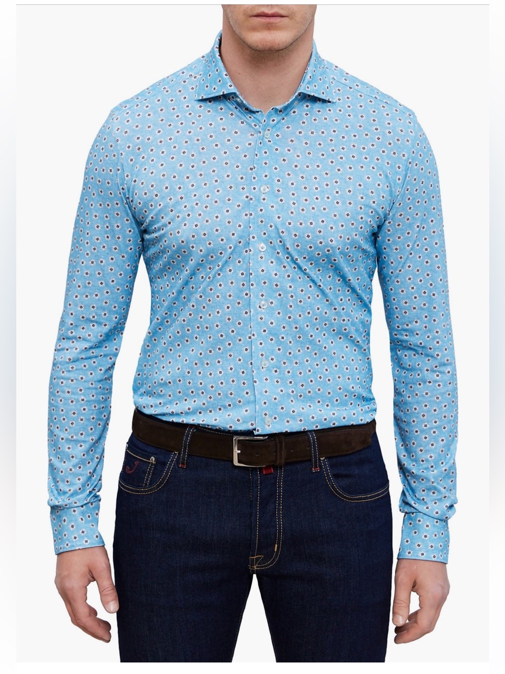 Emanuel Berg 4Flex Modern Fit Floral Knit Button Up men’s dress Shirt XL NWT